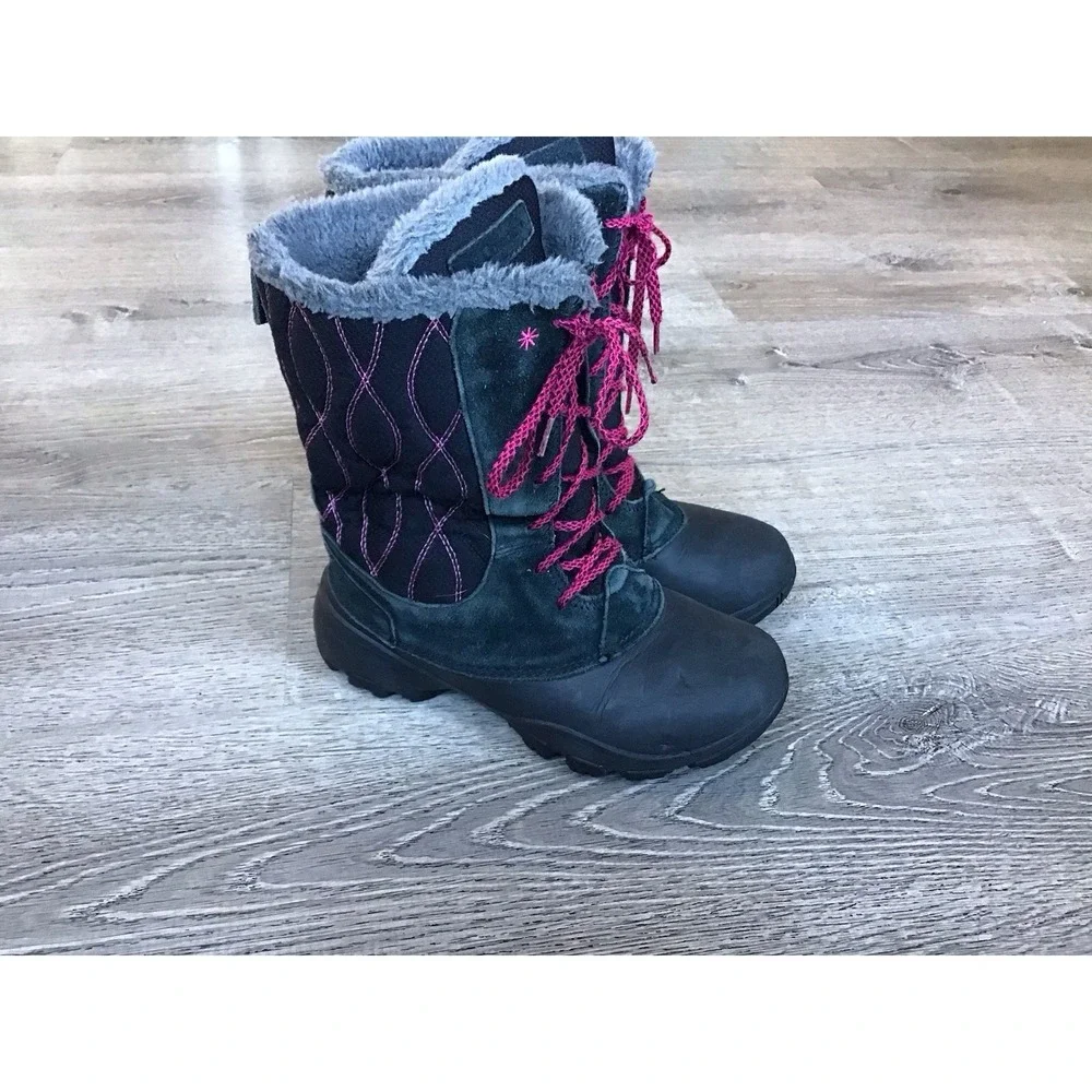 Columbia Boots Youth Size 5 Canyon Snow Winter Black Pink Omni Heat BY1310-010